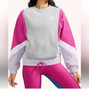 NWT Peloton Large Chic mix Pullover Pink Gray Cotton Nylon